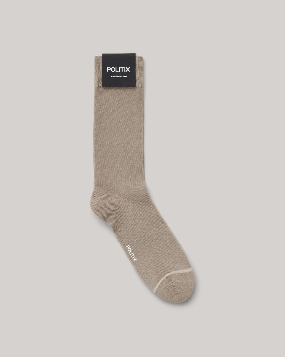 Australian Cotton Blended Sock, Mushroom, hi-res